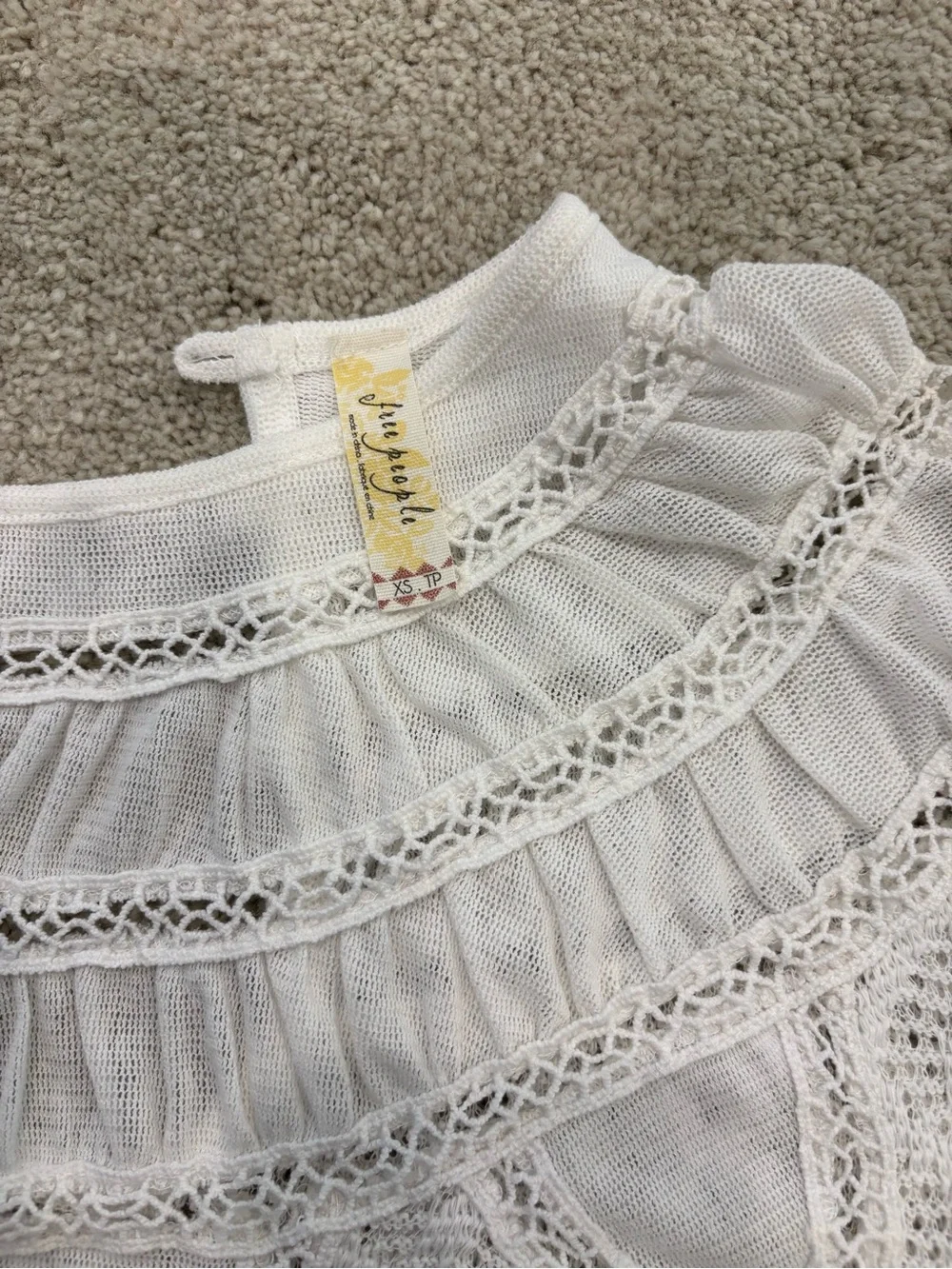 Free People White Peplum Long-Sleeve Top